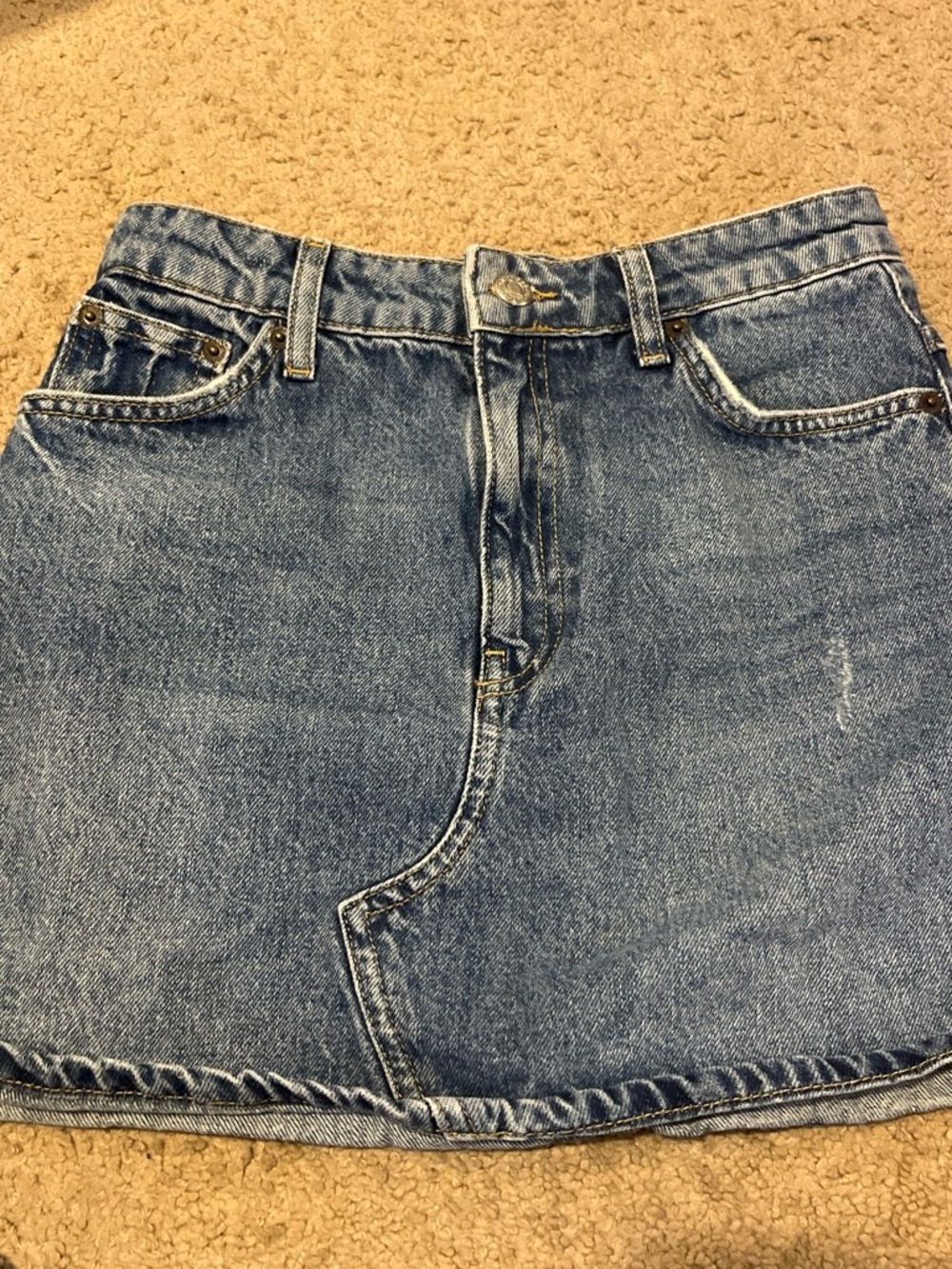 Topshop dark denim skirt with pockets